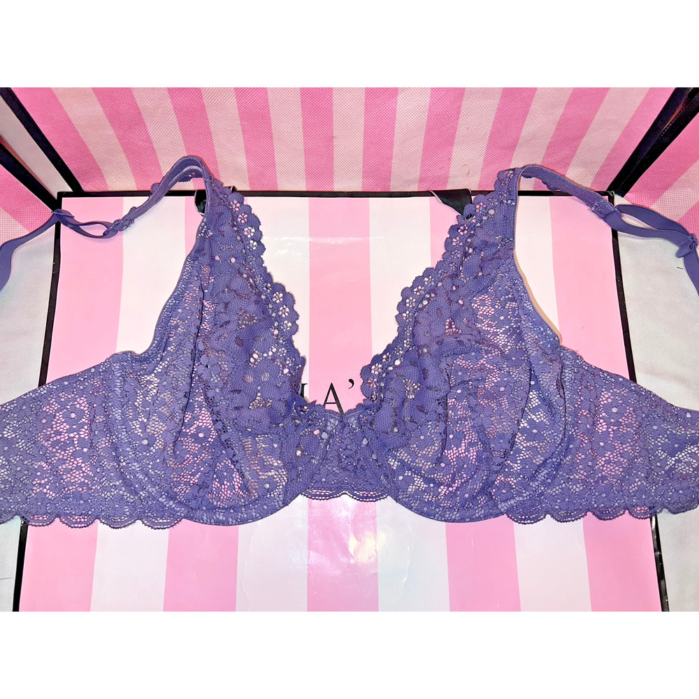Victorias Secret Bra Body By Victoria Unlined Demi 34DD Purple